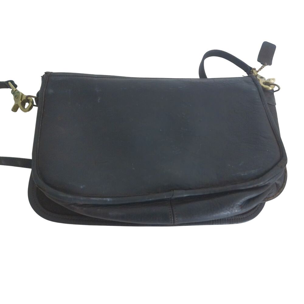 Vintage 1970s Coach Classic Black Courier Bag New York City 948-8841 READ - Picture 6 of 16